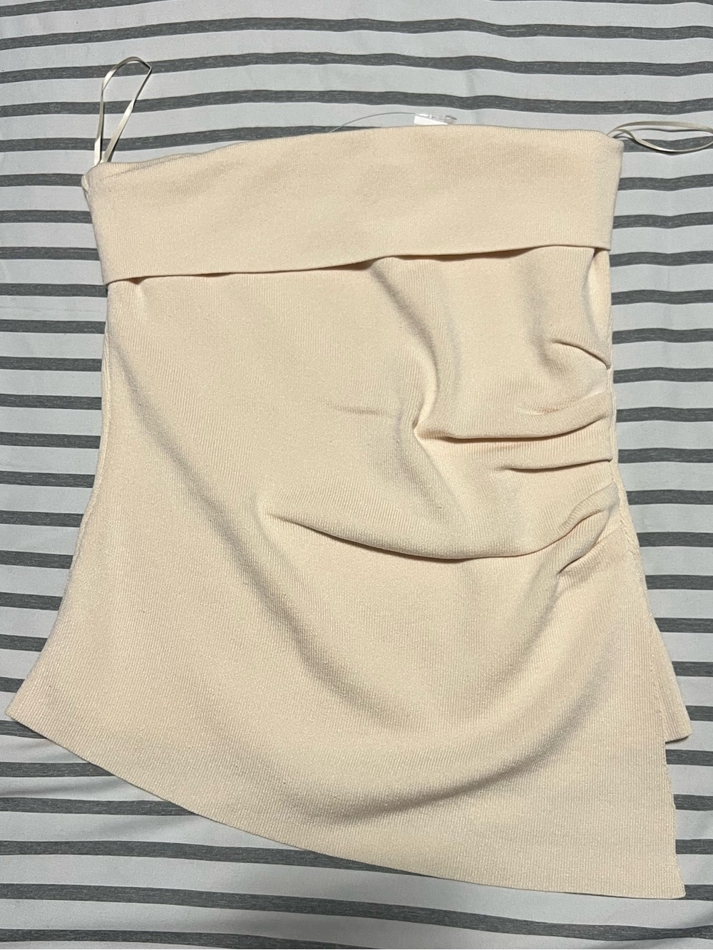 Strapless Ruched Side Top - Cream - Picture 3 of 5